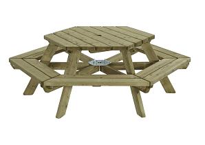 Picknicktafel zeshoek, 225cm