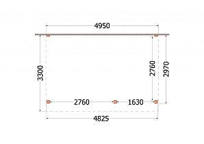 Aanbouwveranda Ancona 4950x3300x2600mm (bxdxh) rechts       52.2609