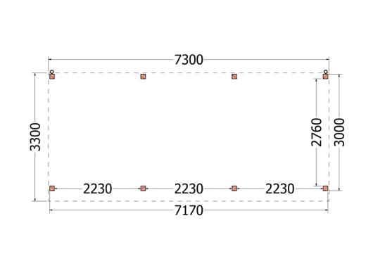 Buitenverblijf Casa 7300x3300x2600mm (bxdxh)       52.1027