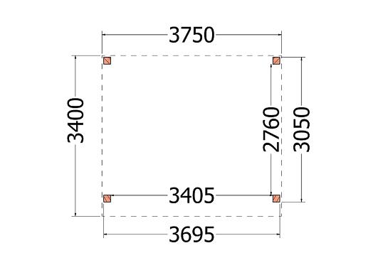 Buitenverblijf Refter XL 3750x3400x2600mm (bxdxh)       52.1042