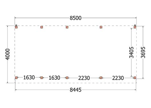 Buitenverblijf Mensa 8500x4000x2600mm (bxdxh)       52.1039