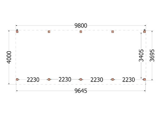 Buitenverblijf Mensa 9800x4000x2600mm (bxdxh)       52.6225