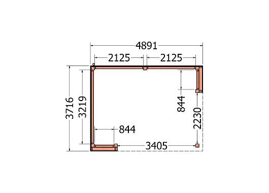 Buitenverblijf Capri 4900x3750x2550mm (bxdxh) model links alleen constructie       52.4011