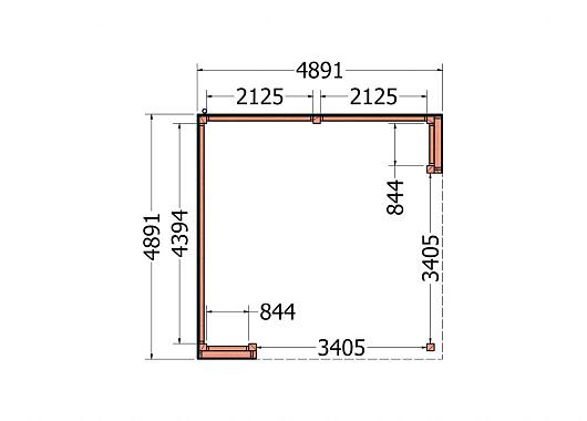 Buitenverblijf Capri 4900x4900x2550mm (bxdxh) model links alleen constructie       52.4018