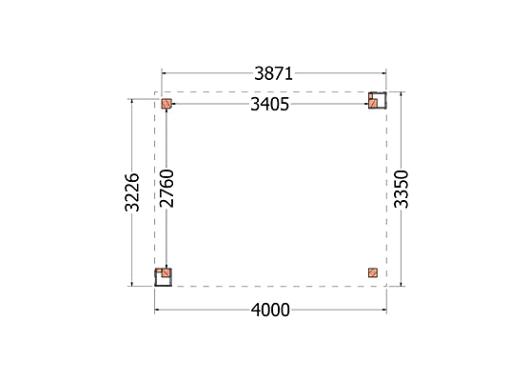 Buitenverblijf Verona model links 4000x3350x2500mm (bxdxh)       52.1101