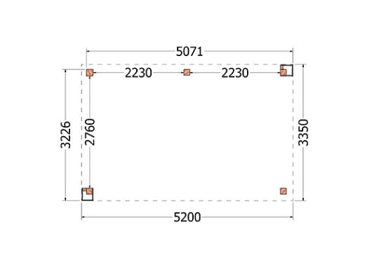 Buitenverblijf Verona model links 5200x3350x2500mm (bxdxh)       52.1105