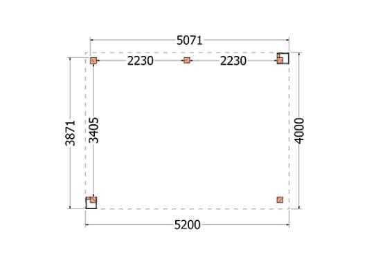 Buitenverblijf Verona model links 5200x4000x2500mm (bxdxh)       52.1106