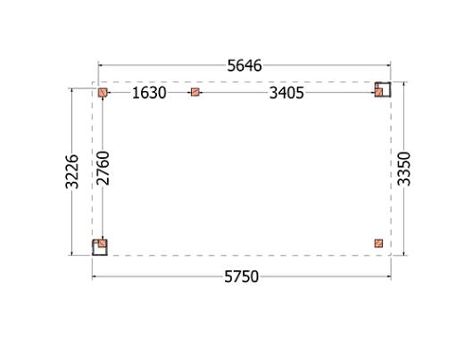 Buitenverblijf Verona model links 5750x3350x2500mm (bxdxh)       52.1107