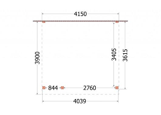 Aanbouwveranda Ancona 4150x3900x2600mm (bxdxh) links       52.2602