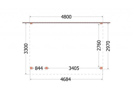 Aanbouwveranda Ancona 4800x3300x2600mm (bxdxh) links       52.2604