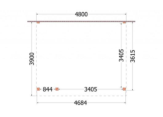 Aanbouwveranda Ancona 4800x3900x2600mm (bxdxh) links       52.2606