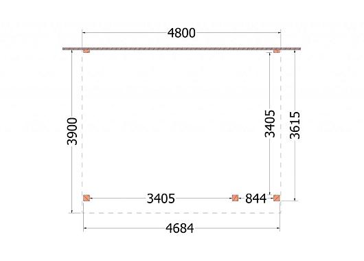 Aanbouwveranda Ancona 4800x3900x2600mm (bxdxh) rechts       52.2607