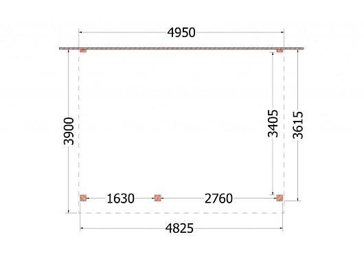 Aanbouwveranda Ancona 4950x3900x2600mm (bxdxh) links       52.2610