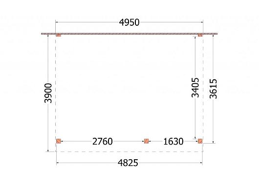 Aanbouwveranda Ancona 4950x3900x2600mm (bxdxh) rechts       52.2611