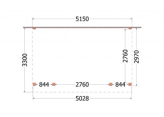 Aanbouwveranda Ancona 5150x3300x2600mm (bxdxh)       52.2612