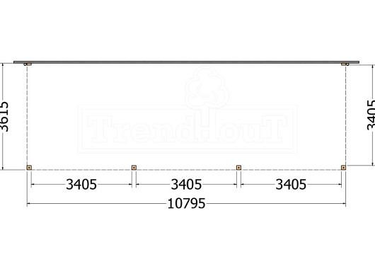 Aanbouwveranda Modena 10800x3650x2700mm (bxdxh)       52.7322