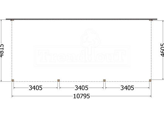 Aanbouwveranda Modena 10800x4850x2700mm (bxdxh)       52.7384