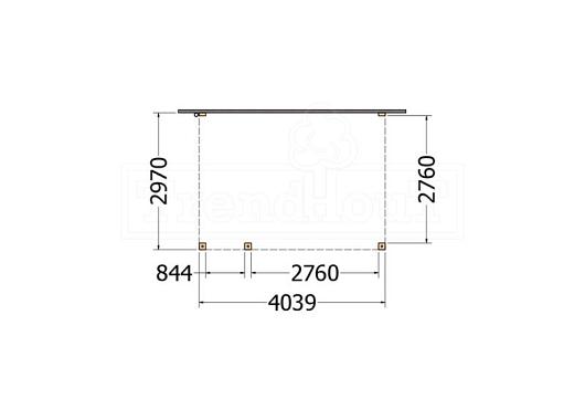 Aanbouwveranda Modena 4050x3000x2700mm (bxdxh) links       52.7202