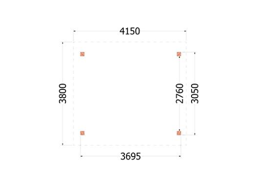 Buitenverblijf Zadeldak XL 4150x3800x3950mm (bxdxh)       52.1131