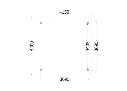 Buitenverblijf Zadeldak XL 4150x4400x4250mm (bxdxh)       52.1133