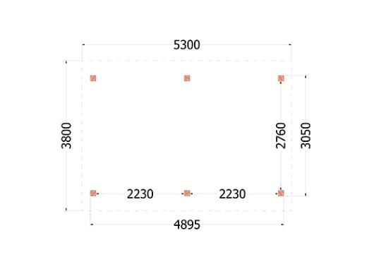 Buitenverblijf Zadeldak XL 5300x3800x3950mm (bxdxh)       52.1136